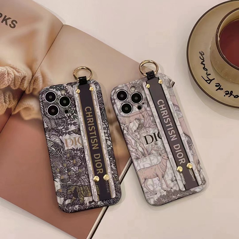 Dior リング付き iphone 15/15 pro/15 pro maxケース 芸能人愛用 ディオール ハンドバンド ブランド 便利 スタンド機能 モノグラム