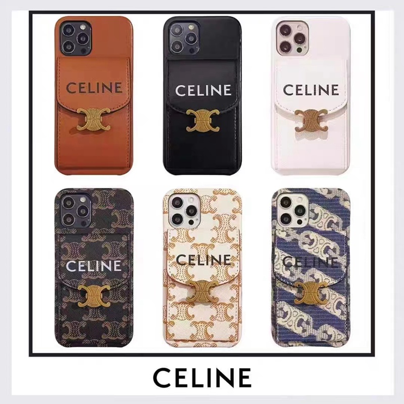 ブランド Celine セリーヌ iPhone14/14 Pro/14 Pro maxケース モノグラム カード入り レザー バッグ galaxy s23
