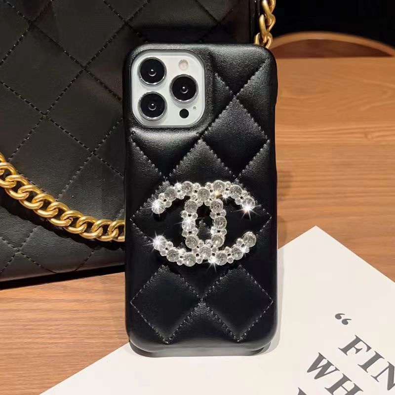 Chanel ブランド iphone 14/14 pro/14 pro maxケース レザー きらきら シャネル モノグラム風 皮革製品