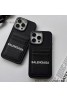 Balenciaga バレンシアガ iPhone 14 Pro max/14 Pro/14ケース  かわいい カード入れ レザー製 モノグラム 黒色 ブランド アイフォン14プロ マックス/14プロ/14/13/12/11カバー 大人気 メンズ レディース