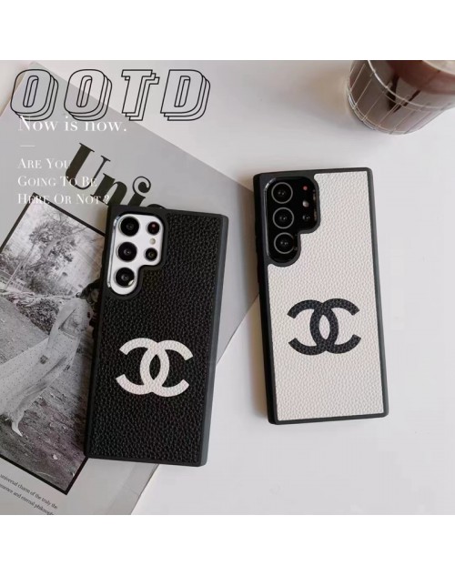 CHANEL/シャネル ブランド Galaxy S23/S23+/S23 Plus/S23 Ultraケース モノグラム レザー ジャケット型 ギャラクシーs23/s23プラス/s23ウルトラ/s22/s21/s20/note20/note10カバー 革 メンズ レディーズ