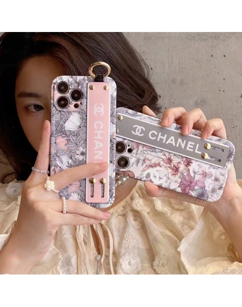 Chanel ブランド シャネル iPhone14/14 Pro/14 Pro Maxケース 安い ハンドバンド付 リング付き 花柄 ジャケット型 モノグラム スタンド機能 落下防止 アイフォン14/13/12/11カバー 大人気 メンズ レディース