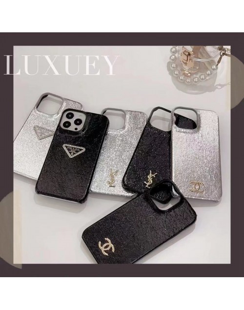 CHANEL/YSL/PRADA イブ・サンローラン/シャネル /プラダ ブランド iPhone 14/14 Pro/14 Pro Maxケース きらきら モノグラム レザー ジャケット型 コピー アイフォン14/14プロ/14プロ マックス/13/12/11カバー 大人気 メンズ レディース