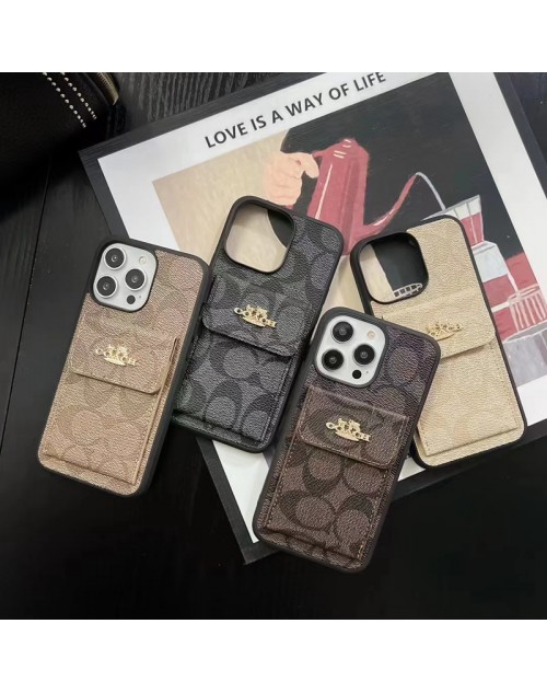 Coach ブランド コーチ iphone 14/14 pro/14 pro maxスマホケース 激安 カード入れ レザー 馬車柄 モノグラム バング型 上質 皮革製品 落下防止 アイフォン14プロ マックス/14プロ/14/13/12/11/x/xs/xr/8/7/6カバー 収納可能 メンズ レディース 