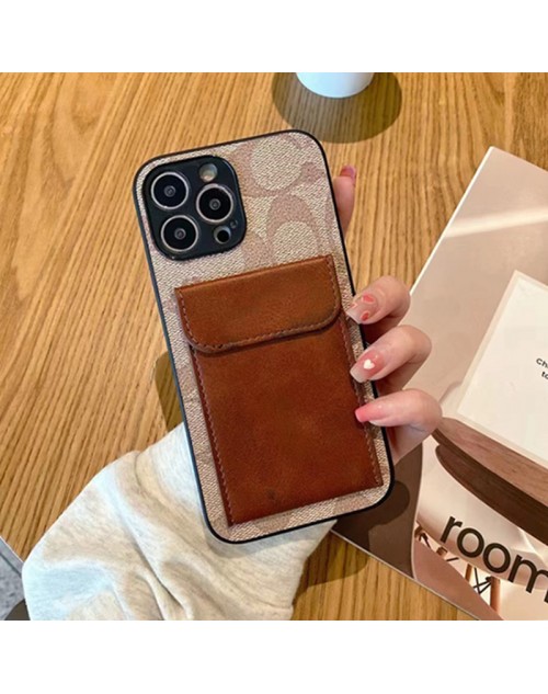 Coach コーチ アイフォン15プロマックス ケース クリア iphone 15  ultraケース 保護 アイフォン15プロ カバー カード 可愛い