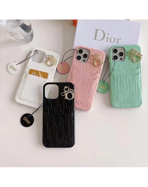 Dior ディオール アイフォン14プロ マックス/14プロケース エンボス加工 革 iphone14Pro max/14Pro/14スマホケース ハイブランド カード入り オブリーク DiorアイフォンSE第三世代カバー オシャレ