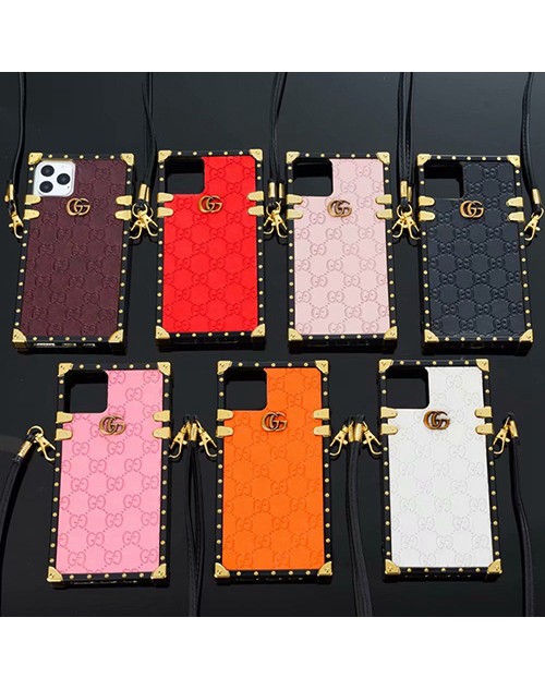 Gucci グッチ ブランド iphone14/14pro/14plus/14promaxケース トランク型 かわいい ストランプ付き 個性潮 フレーム ハイブランド アイフォン13/12/11/x/xs/xr/8 plusカバー logoつき ファッション レディース 