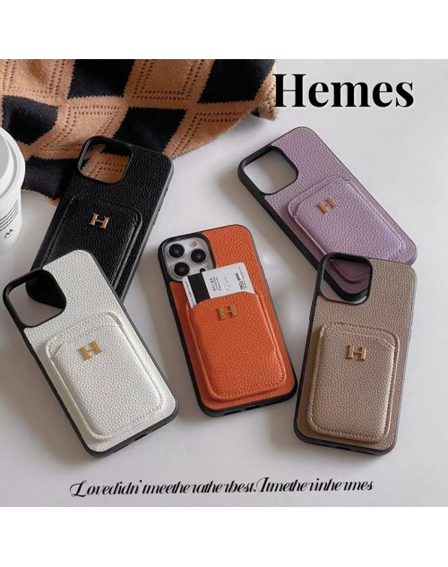 エルメス Hermes ハイブランド iphone15/15 Pro/15 Pro max/14 Plusケース モノグラム カード収納 レザー製 アイフォン15/14/13/12/11/x/xs/xr/8/7/6カバー レディース