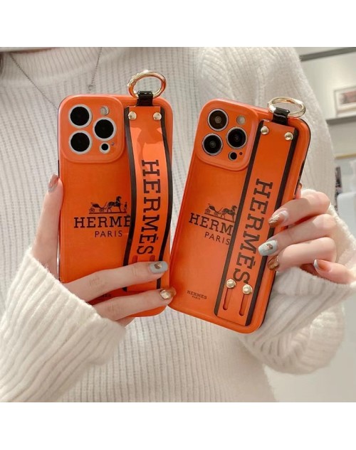 HERMES ブランド エルメス iphone14/14 pro/14 pro maxケース モノグラム 馬車柄 ハンドバンド付き スタンド機能 リング付 アイフォン14/14プロ/14プロマックス/13/12/11カバー ジャケット型 落下防止 メンズ レディース