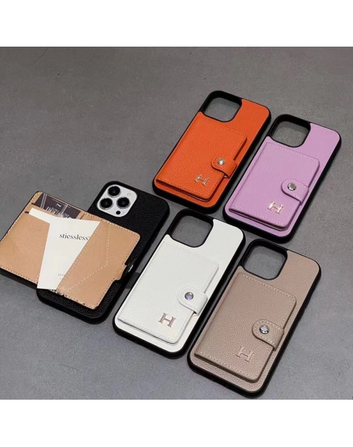 Hermes エルメス iPhone 15/15 Pro/15 Pro Max/14 Plusケース 財布 モノグラム カード収納 ブランド レザー 芸能人愛用 便利 革製 ジャケット型 アイフォン15/14プラス/15プロ マックス/14プロ/14/13/12/11/X/8/7カバー 大人気 メンズ レディース