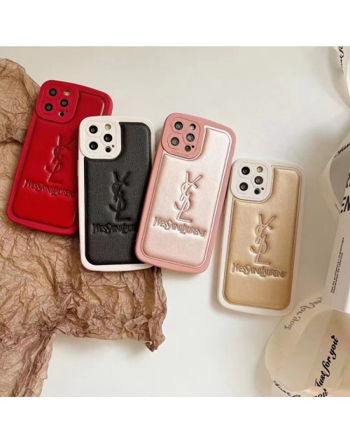 YSL イブサンローラン iphone14Pro max/14Pro/14ケース レザー 純色 アイフォンSE第三世代スマホケース 光沢 手触り良い YSLアイフォン13プロ マックス/13プロ/13カバー レディース