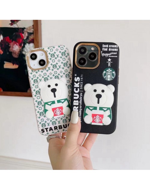 LV/ルイヴィトン Starbucks/スターバックス コラボ ブランド iphone 14/14 pro/14 pro maxケース 芸能人 シリコン 個性 白熊 モノグラム アイフォン14/14プロ/13/12/11カバー 大人気 メンズ レディース