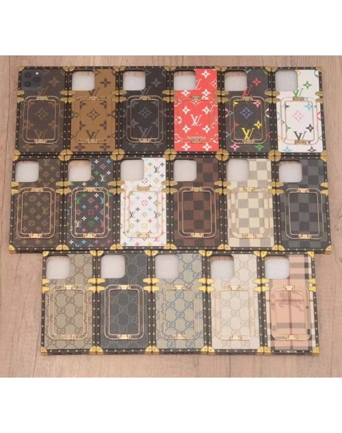 GUCCI/グッチ SUPREME/シュプリーム LV/ルイヴィトン ブランド iphone 14/14 pro/14 pro max/14 plusケース ハンドバンド付き トランク型 バーバリー モノグラム BURBERRY 耐衝撃 アイフォン14/13/12/11/x/xs/xs max/xr/8/7カバー 落下防止 ファッション メンズ レディース