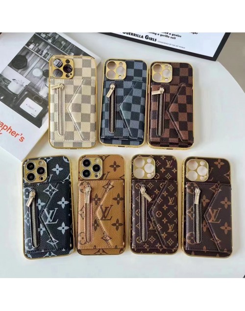 LV ルイヴィトン iPhone 14/14 Pro/14 Pro Maxケース 安い カード入れ 財布型  ジッパー付き 小銭入れ モノグラム ブランド ジャケット型 レザー アイフォン14/13/12/11カバー セレブ愛用 メンズ レディース