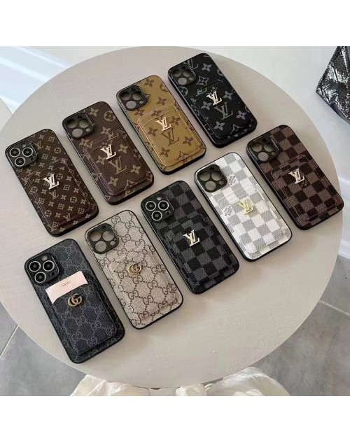 GUCCI/LV ブランド iPhone 14/14 Pro/14 Pro Maxケース セレブ愛用 カード収納 ルイヴィトン/グッチ レザー製 モノグラム ジャケット型 アイフォン14/14プロ/14プロマックス/13/12/11カバー 落下防止 ファッション メンズ レディース