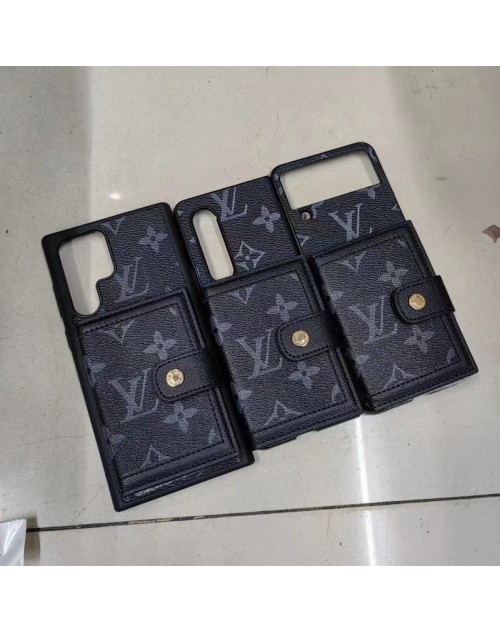 Lv ルイヴィトンGalaxy s23 ultra/Z flip4/fold4ケース 財布風 カードバッグ レザー製　ブランドモノグラム  ブランドギャラクシーS23プラス s22 s21 plus ケース ファッションgalaxy s23 plus スマホケース 激安