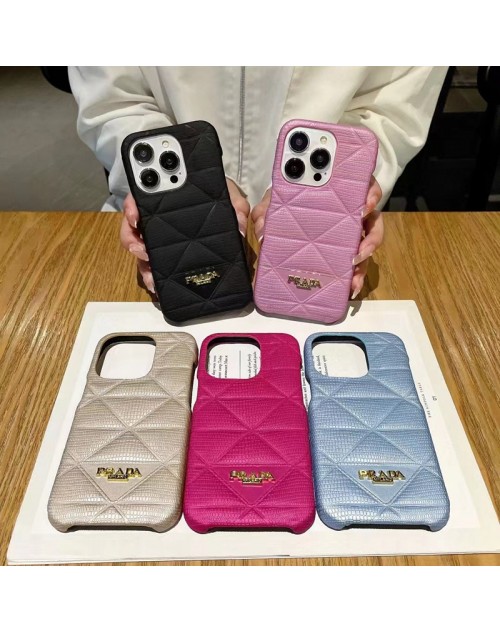 Prada ブランド プラダ iPhone 14/14 Pro/14 Pro Maxケース 激安 モノグラム レザー風 ジャケット型 アイフォン14/13/12カバー 落下防止 ファッション メンス レデイース