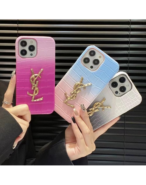 YSL イブサンローラン iPhone 14/14 Pro/14 Pro Maxケース 韓国風 ワニ レザー風 モノグラム ブランド アイフォン14/14プロ/14プロ マックス/14プラス/13/12カバー 大人気 メンズ レディース