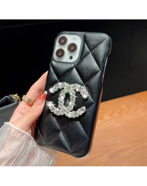 Chanel ブランド iphone 14/14 pro/14 pro maxケース レザー きらきら シャネル モノグラム風 上質 皮革製品 アイフォン14/13/12/11カバー ファッション メンズ レデイース