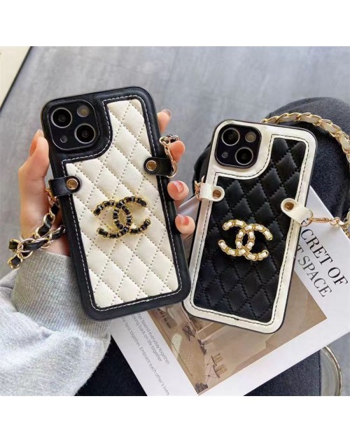 CHANEL ブランド シャネル iphone 14/14 pro/14 pro max/14 plusケース 韓国風 レザー モノグラム ストラップ付き 斜め掛け 安い アイフォン14/13/12/11/X/XS/XR/8/7カバー ファッション メンズ レディース