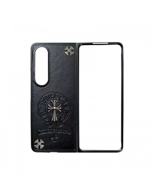 Chrome Hearts クロムハーツ モノグラム ギャラクシーZフリップ5ケース 折畳み式 ブランドgalaxy z flip5ケース ファッション芸能人愛用 galaxy z fold 5ケース トランク型ギャラクシーZフリップ4スマホケース 激安