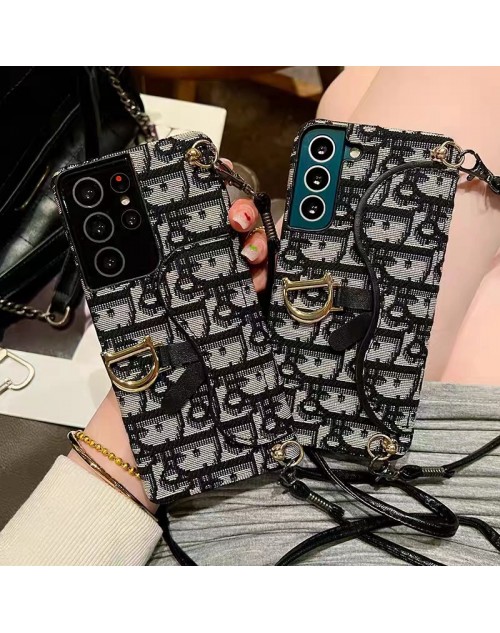 ブランド Dior ディオール galaxy s23/s23 plus/s23 ultra/note20ケース レザー カード収納 ストラップ付き バッグ型 iphone 14/14 pro/14 pro maxカバー 斜めがけ ファッション メンズ レディース