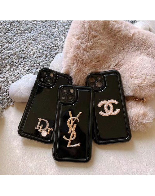 dior ディオール ysl イブサンローラン ブランド iphone 14/14 pro/14 pro maxケース オシャレ きらきら chanel シャネル モノグラム 黒色 ジャケット型 アイフォン14/13/12/11/x/xs/xr/8+/7+カバー ファッション  メンズ レディース