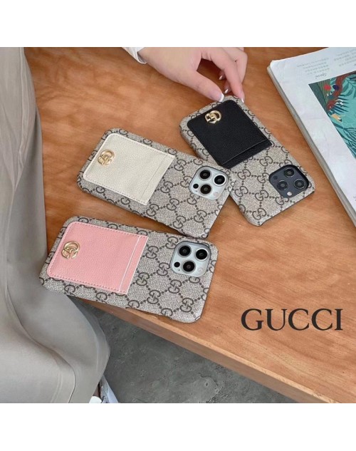 Gucci ブランド iphone 14/14 pro/14 pro max/14 plusケース 安い グッチ カード入れ モノグラム レザー アイフォン14/13/12/11/x/xs/xs max/xr/8 plus/7 plusカバー メンズ レディース