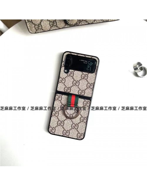 グッチ Gucci ブランド Galaxy z flip 4 5G/3スマホケース ストラップ付き 折畳み モノグラム ギャラクシーZ Flip4/3/2/1カバー メンズ レディース