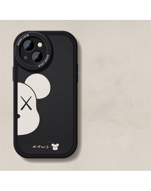 Kaws カウズ iphone 14/14 pro/14 pro max/14 plus/13 miniケース ブランド 熊頭柄 モノグラム XX  ジャケット型 アイフォン14/13/12/11/x/xs/xs maxカバー 安い ファッション メンズ レディース