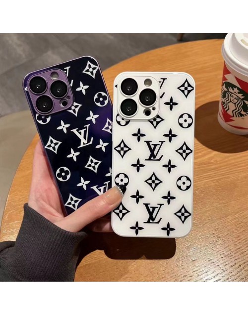 LV Chanel ルイヴィトン シャネル iPhone 14/14 pro/14 pro maxケース おしゃれ ガラス型 ジャケット型 鏡 黒白色モノグラム ブランド 耐衝撃アイフォン14/13/12/11カバー 大人気 メンズ レディース