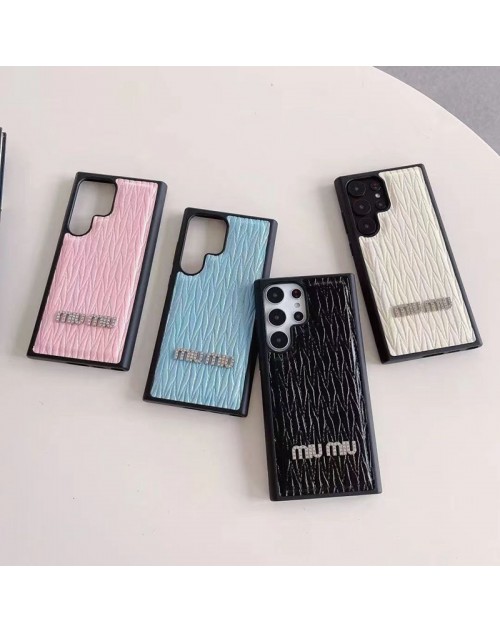 ミュウミュウ MiuMiuペアお揃い galaxy s23plusケース 女性向け iphone14 pro max plusケースファッション セレブ愛用 ギャラクシーS23プラスケース 激安メンズ Galaxy A54 5Gスマホケース 安い