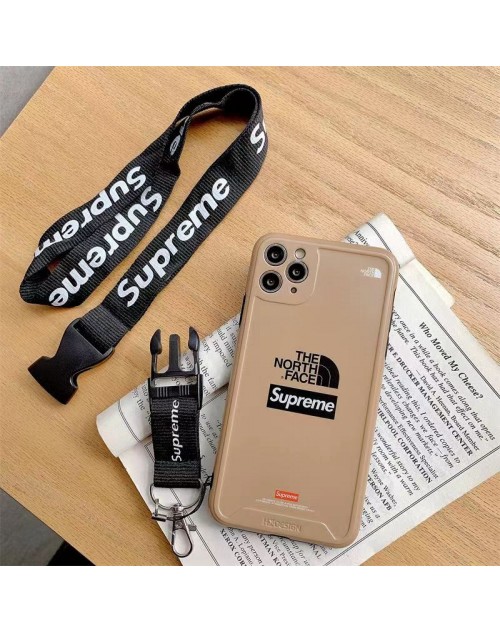 The North Face ザノースフェイス シュプリーム Supreme コラボ ブランド iPhone 14/14 Pro/14 Pro maxケース チェーン付き モノグラム ジャケット型 アイフォン14プロ マックス/14/13/12/11カバー 大人気 メンズ レディース