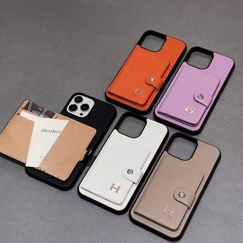 Hermes エルメス iPhone15 Pro Max/15 Plusケース 財布 モノグラム カード収納 ブランド レザー 芸能人愛用 革製 ジャケット型 アイフォン15プラス/15プロ マックス カバー レディース