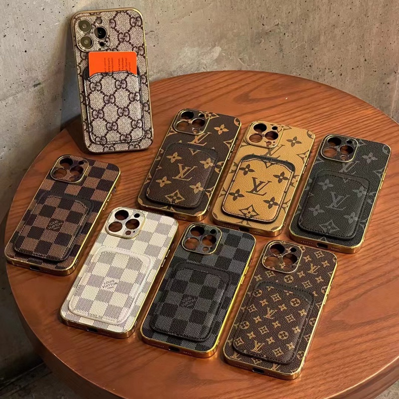 GUCCI ルイヴィトン グッチ LV ブランド iphone14plus/14Pro maxスマホケース カード入り アイフォン14プロ マックスカバー