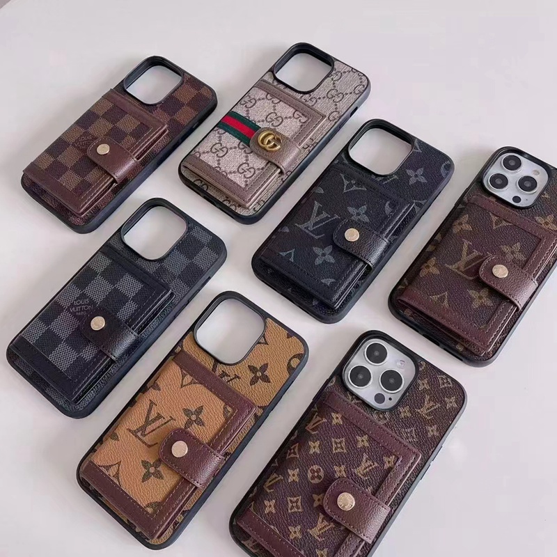 LV ルイヴィトン iPhone 15 Pro Maxケース 上質 Gucci グッチブランド 財布型 カード収納 レザー 小銭入れ モノグラム ジャケット型 アイフォン15プロ マックス カバー コピー レディース