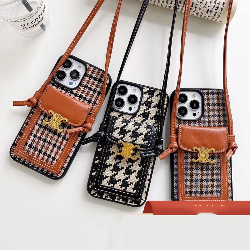 Celine ブランド セリーヌ iphone 14/14 pro/14 pro maxケース モノグラム カード入れ チェーン付き レザー落下防止