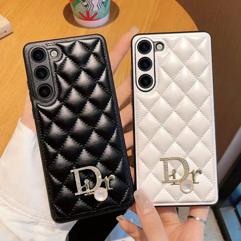 DIOR ディオール ハイブランド galaxy s23+/s23plus/s23ultraケース 個性 キラキラ 皮革製品 モノグラム レザー