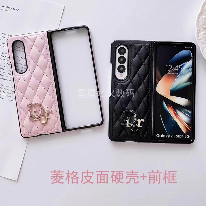 ディオール Dior ブランド Galaxy z fold 4/z fold 5ケース 激安 レザー 折りたたむ レザー製 モノグラム きらきら 保護 ギャラクシーZ FOLD4/5カバー レディース