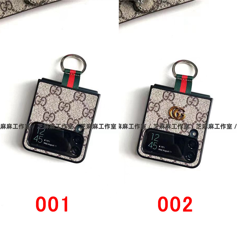 グッチ Gucci ブランド Galaxy z flip 5/4スマホケース ストラップ付き 折畳み モノグラム ギャラクシーZ Flip5カバー