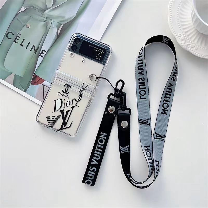 Armani/Dior/YSL/Gucci/LV ヴィトンgalaxy z flip5/4ケース グッチ折畳クリア ストラップ ディオール サンローラン ハイブランド ギャラクシー