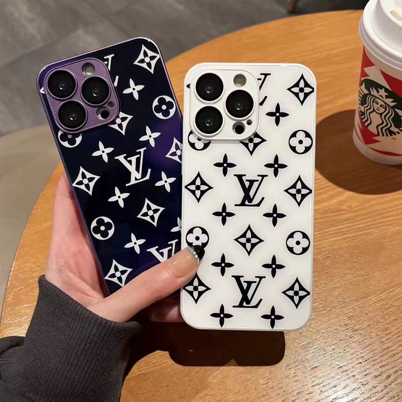 LV Chanel ルイヴィトン シャネル iPhone 14/14 pro/14 pro maxケース おしゃれ ガラス型 ジャケット型 鏡 黒白色 ブランド 耐衝撃