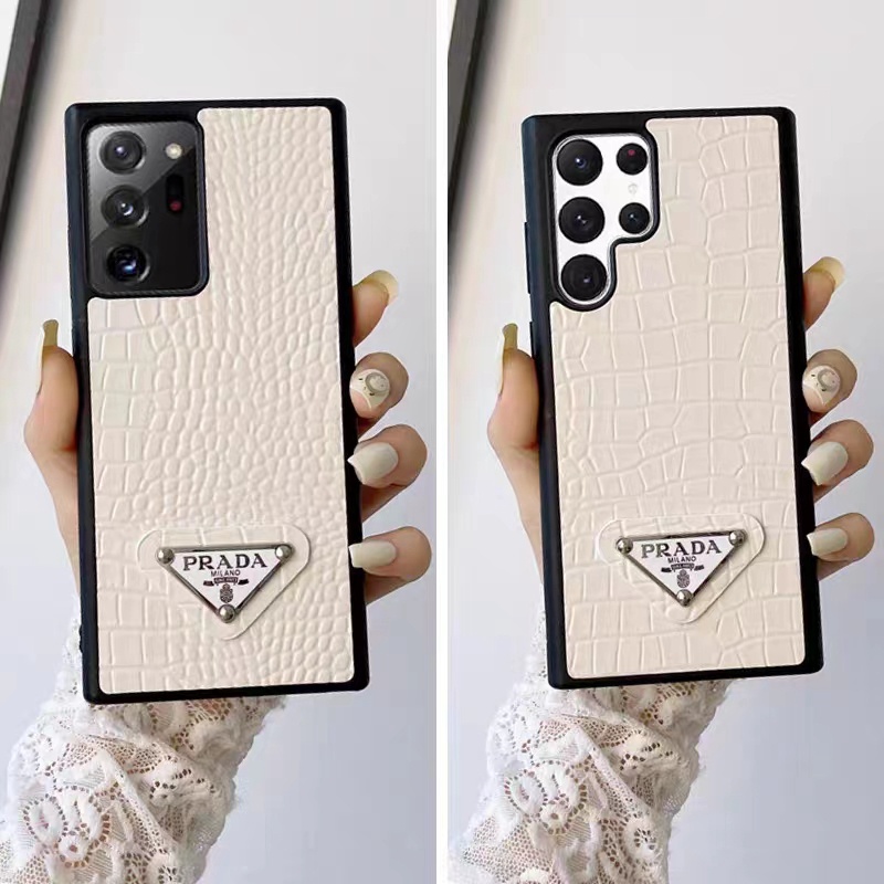 pradaプラダiphone14pro max/s23/s23+/s23 plus/s23 ultraケース ワニ ブランド革モノグラム白ギャラクシー男女